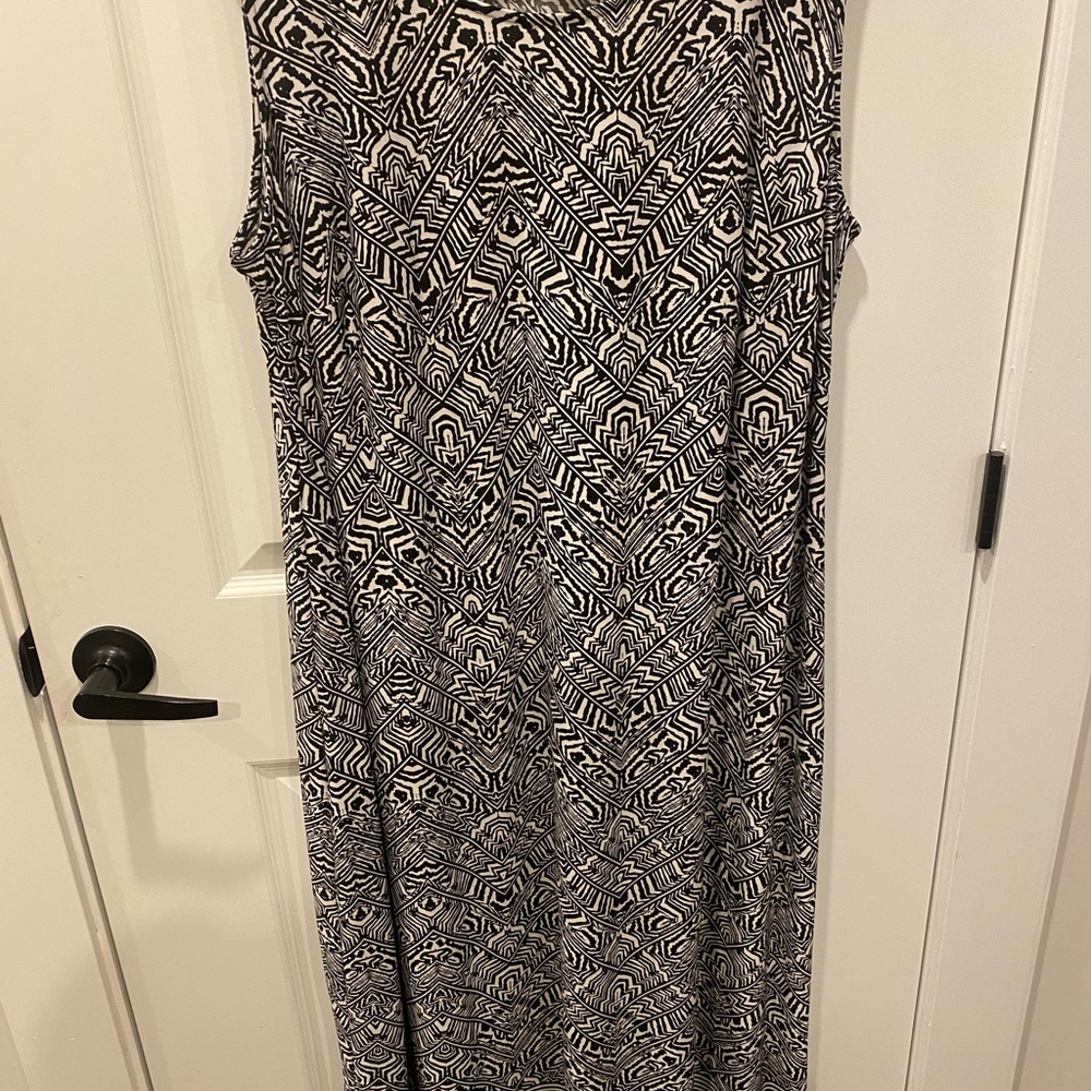 Catherines Black and White Geometric Midi Dress